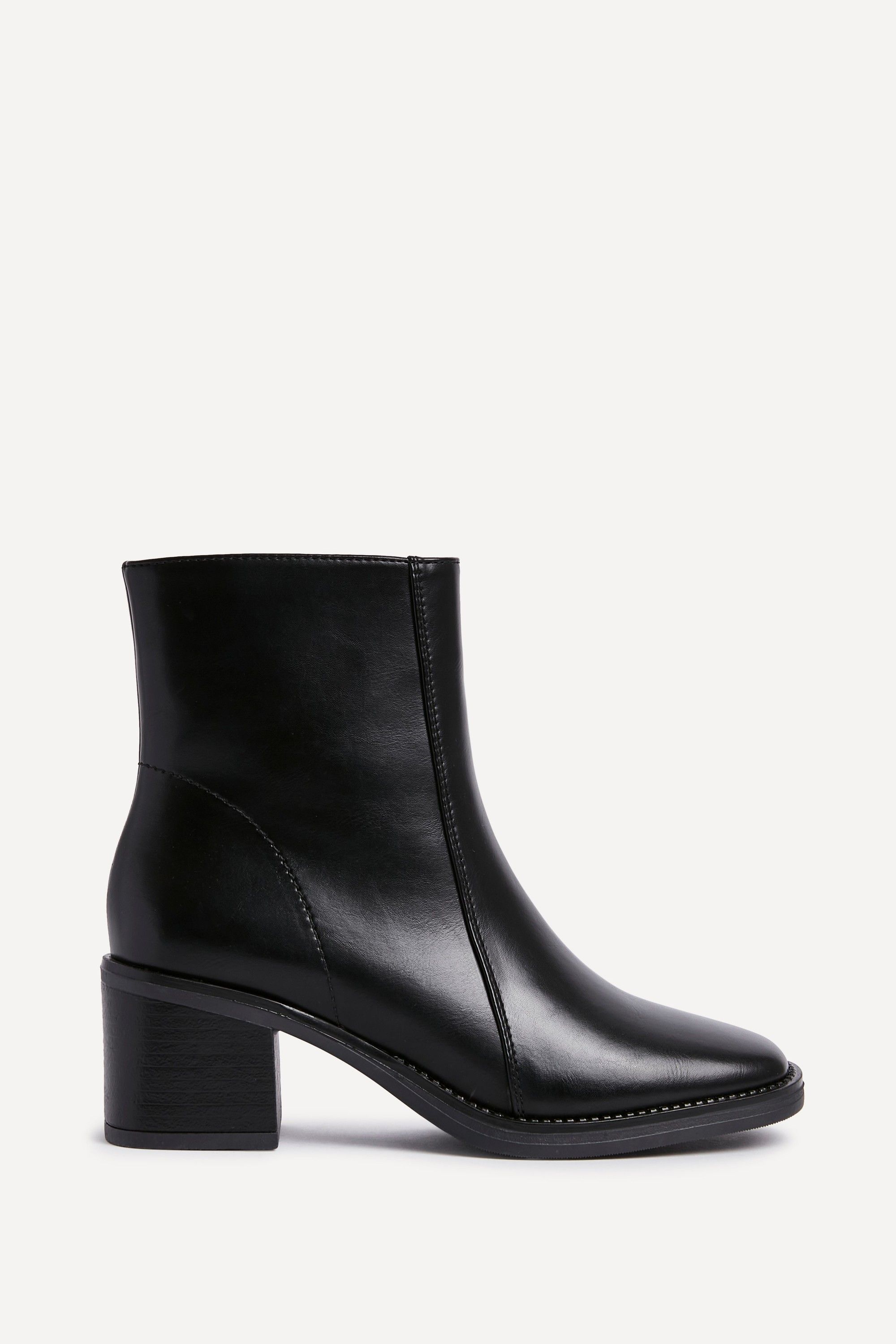 Linzi Wander Black Faux Leather Heeled Ankle Boot