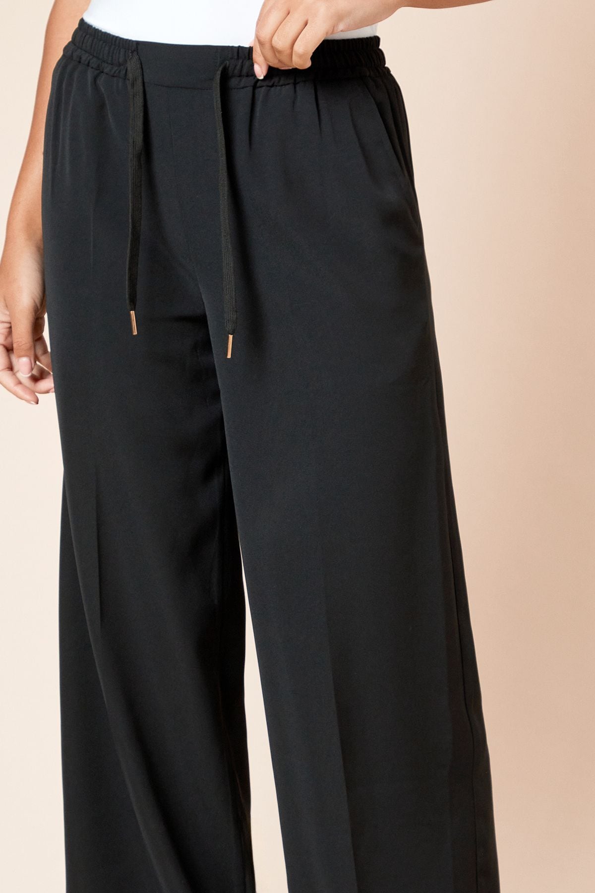 Dorothy Perkins Tie Waist Wide Leg Trousers Black image 3