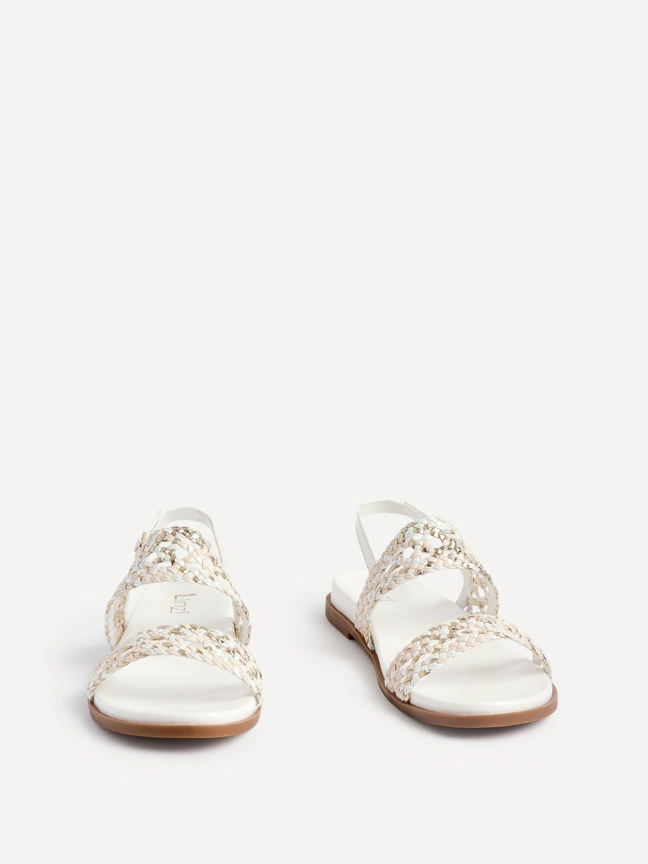 Linzi Galia White Faux Leather Handwoven Flat Sandals image 3