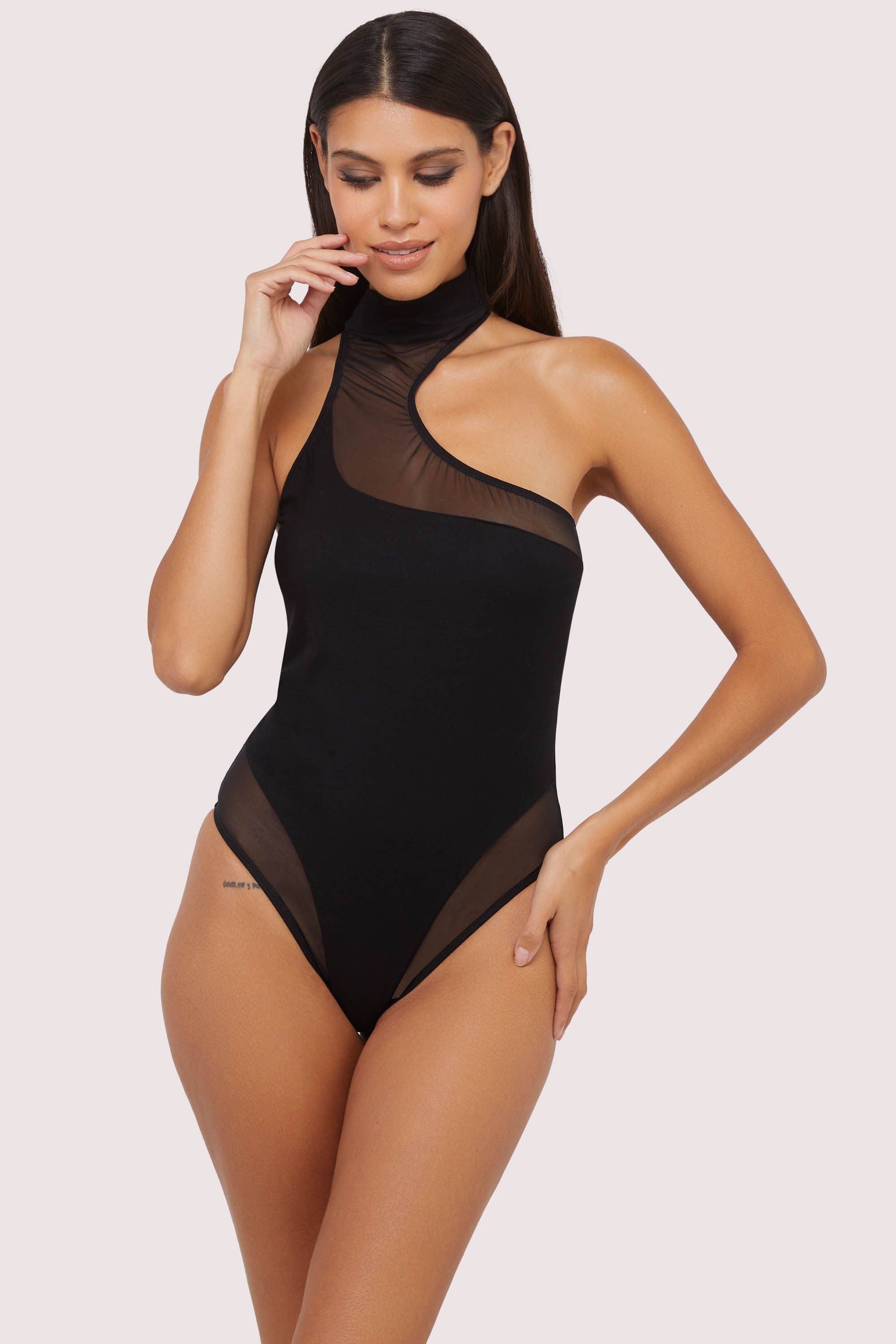 Wolf & Whistle Lola Asymmetric Mesh & Jersey Body image 3