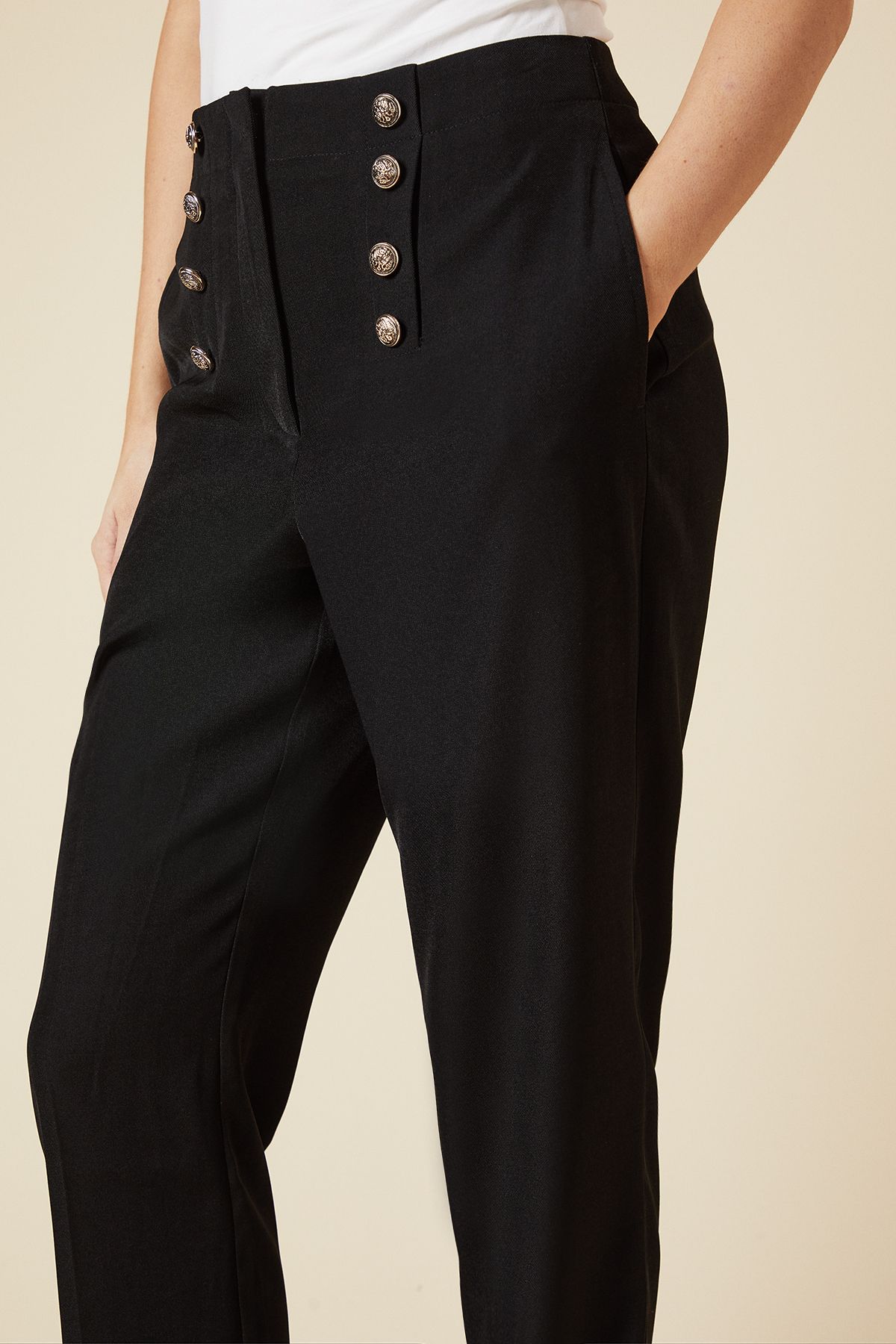 Dorothy Perkins Military Button Detail Capri Trouser Black image 4