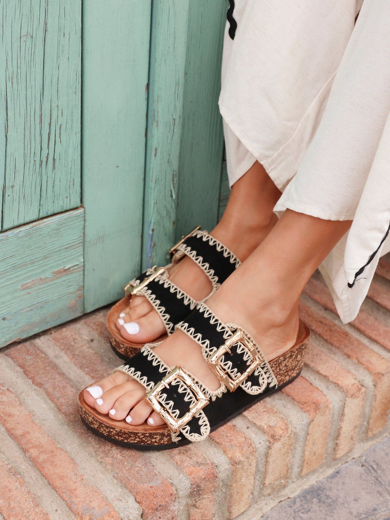 Linzi Darby Black Faux Suede Double Buckle Sandal image 6