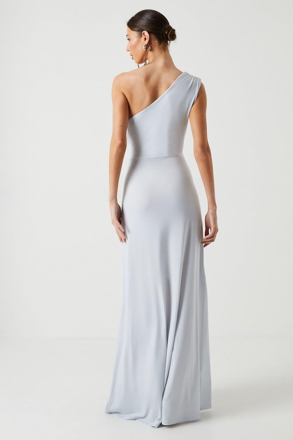 Coast Twist Detail One Shoulder Jersey Bridesmaid Dress Ice Blue image 3
