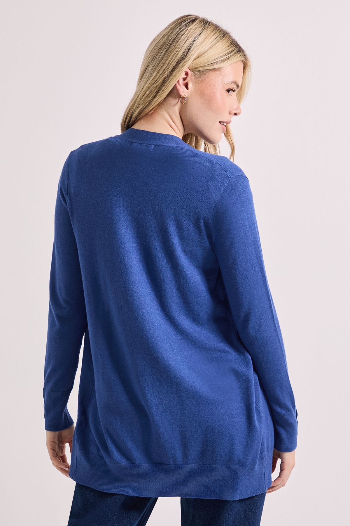 Dorothy Perkins Denim Blue Longline Button Cuff Cardigan Denim-blue image 3