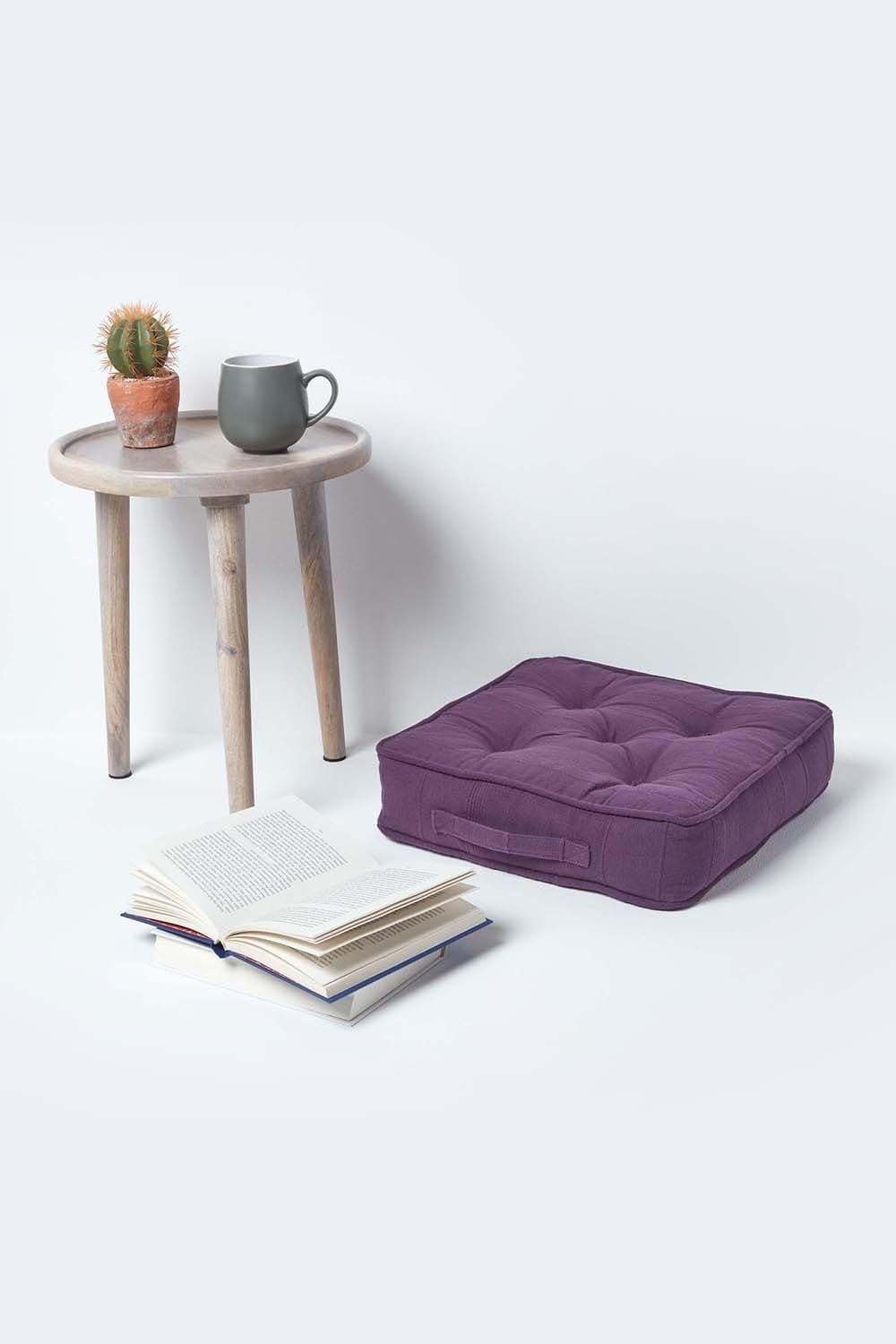 Homescapes Rajput Ribbed Cotton Floor Cushion image 2