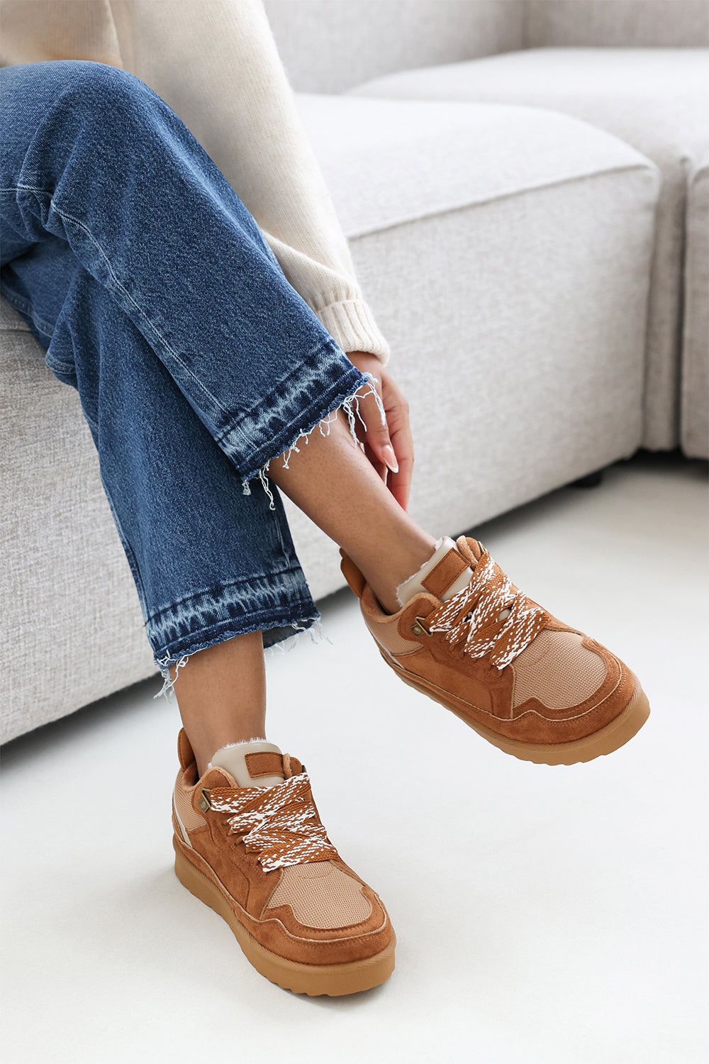 Where's That From 'Xavia' Suede Low Top Trainer Slipper With Faux Fur Lining image 6