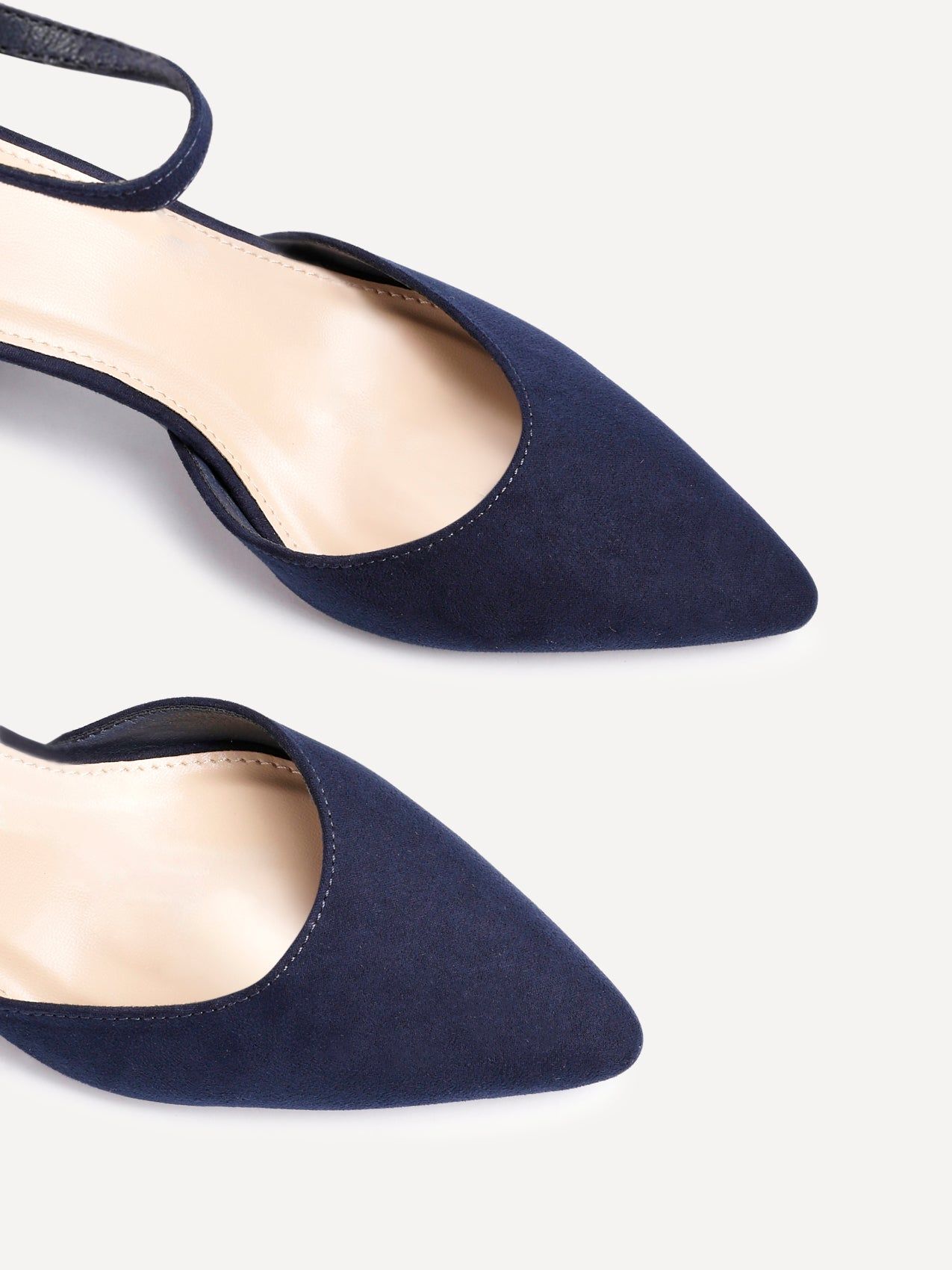 Linzi Leona Navy Faux Suede Closed Back Block Heeled Court Shoe image 5
