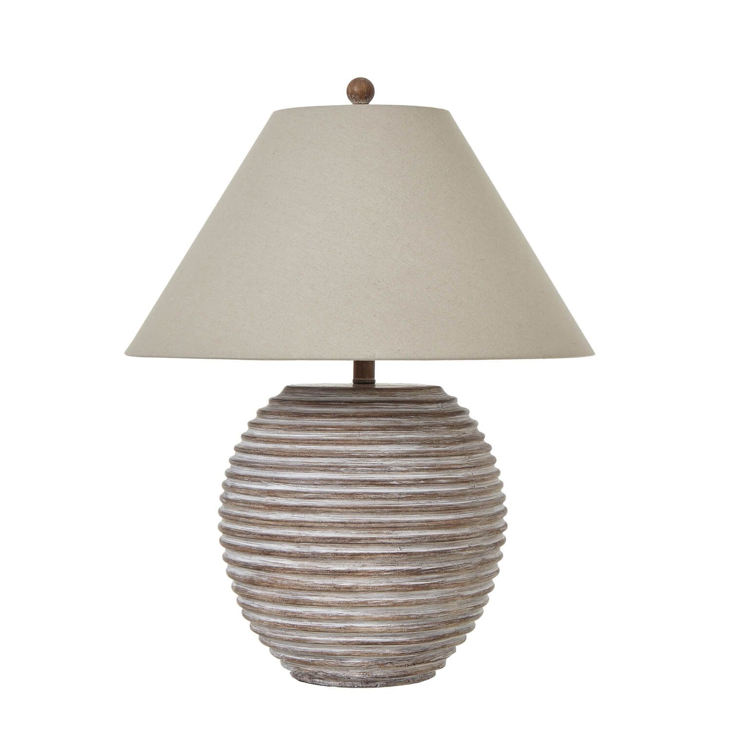 Sostter Ripple Ceramic Table Lamp with Linen Shade Earth Brown image 1