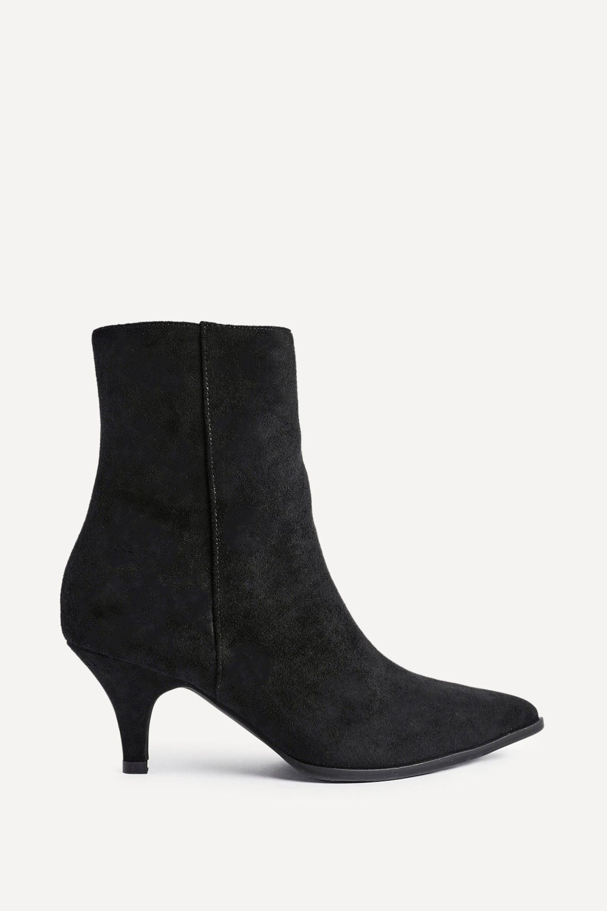 Linzi Pursuit Black Faux Suede Heeled Pointed Ankle Boot