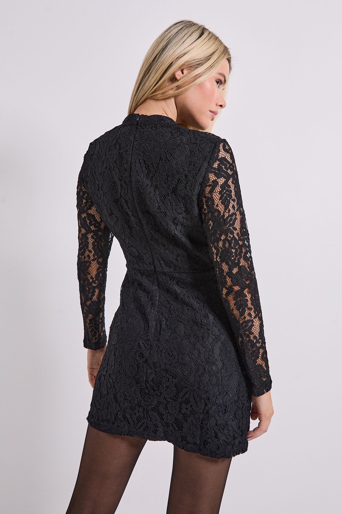 Dorothy Perkins DP Luxe Gathered Detail Lace Pencil Dress Black image 3