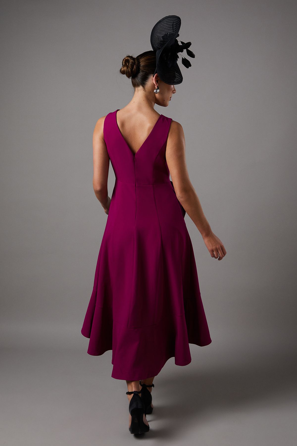 Coast Crepe Ruffle Dress With Low Back Raspberry image 3