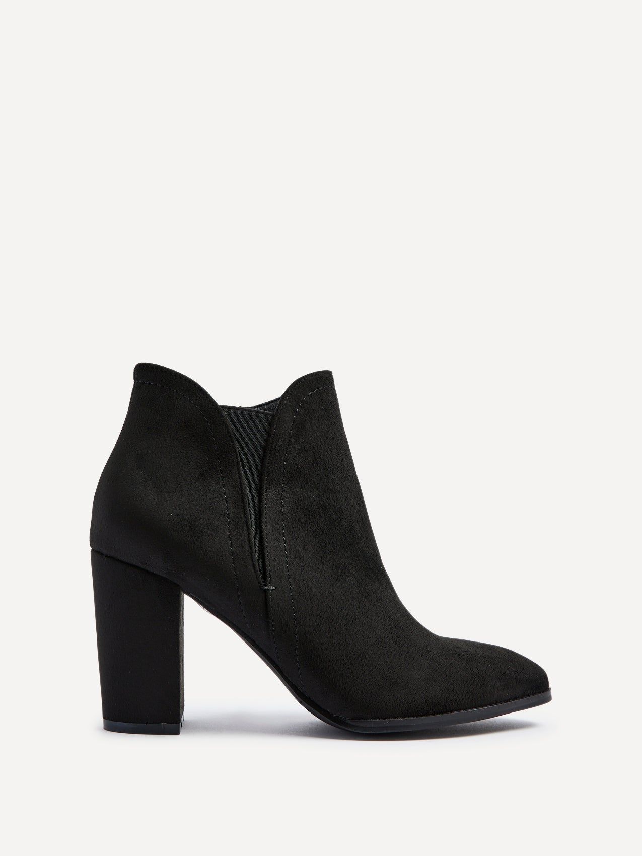 Linzi Freda Black Faux Suede Block Heeled Ankle Boot image 1