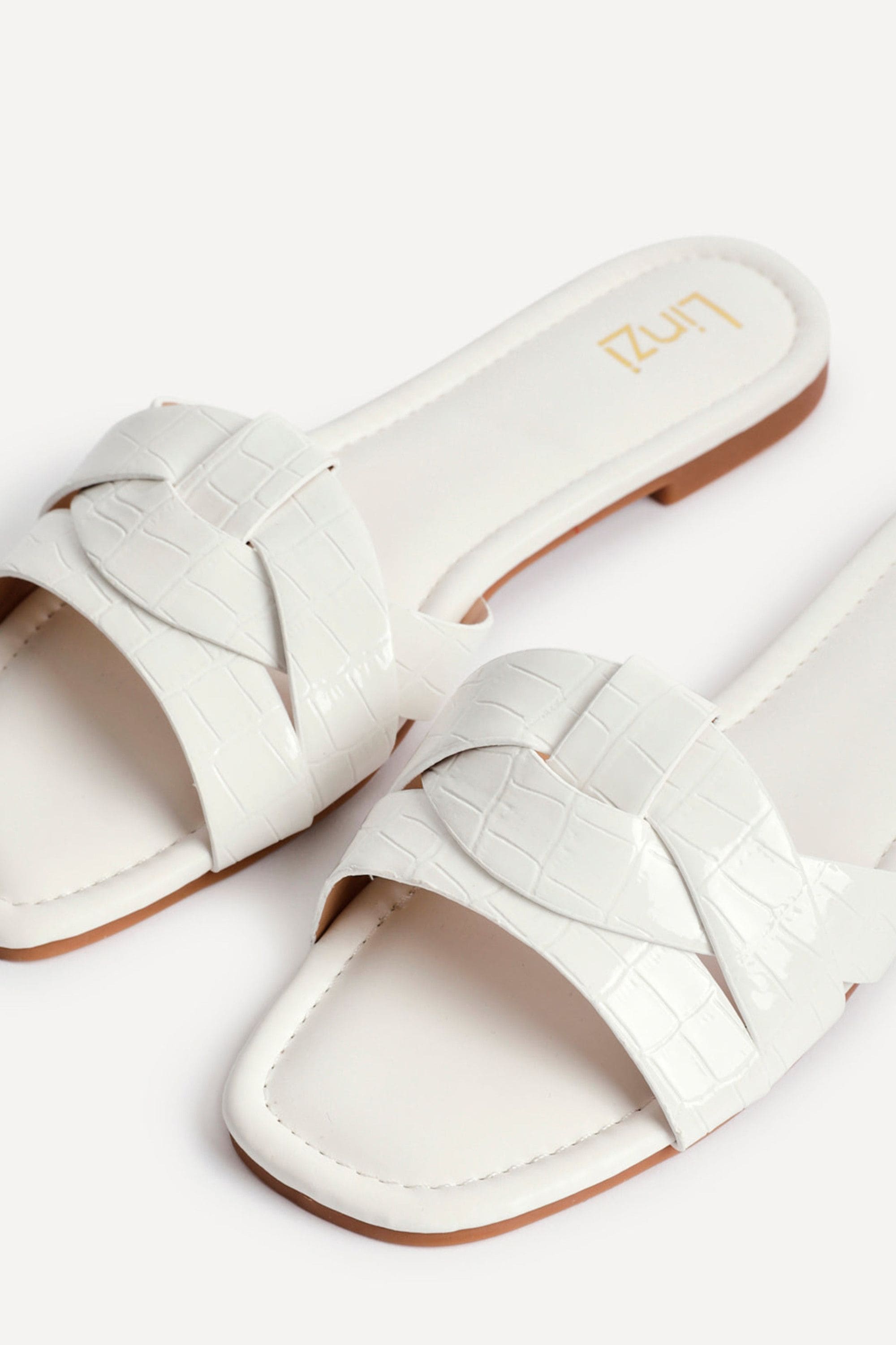 Linzi Fletcher White Croc Slider Sandals image 5