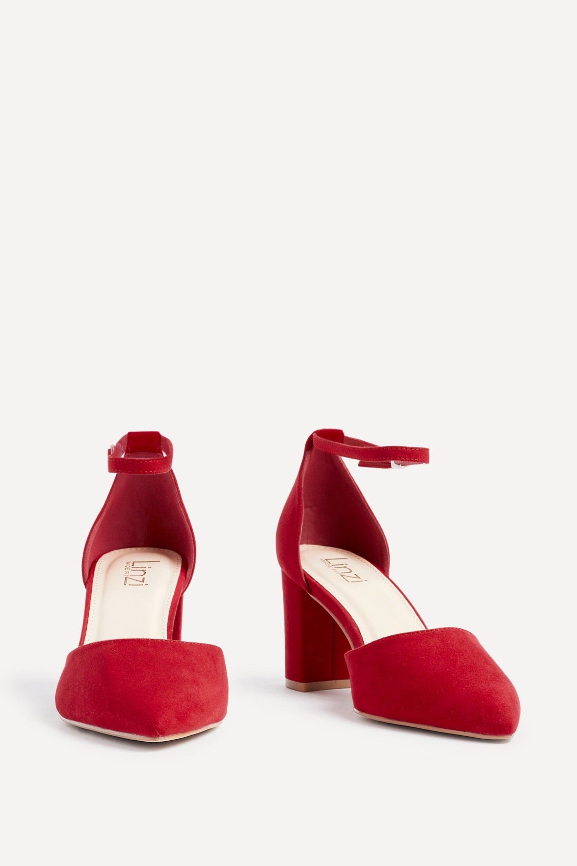 Linzi Audley Wide Fit Red Faux Suede Court Shoe image 3