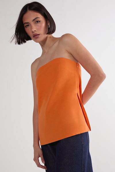 NastyGal Linen Mix Bandeau Top Orange