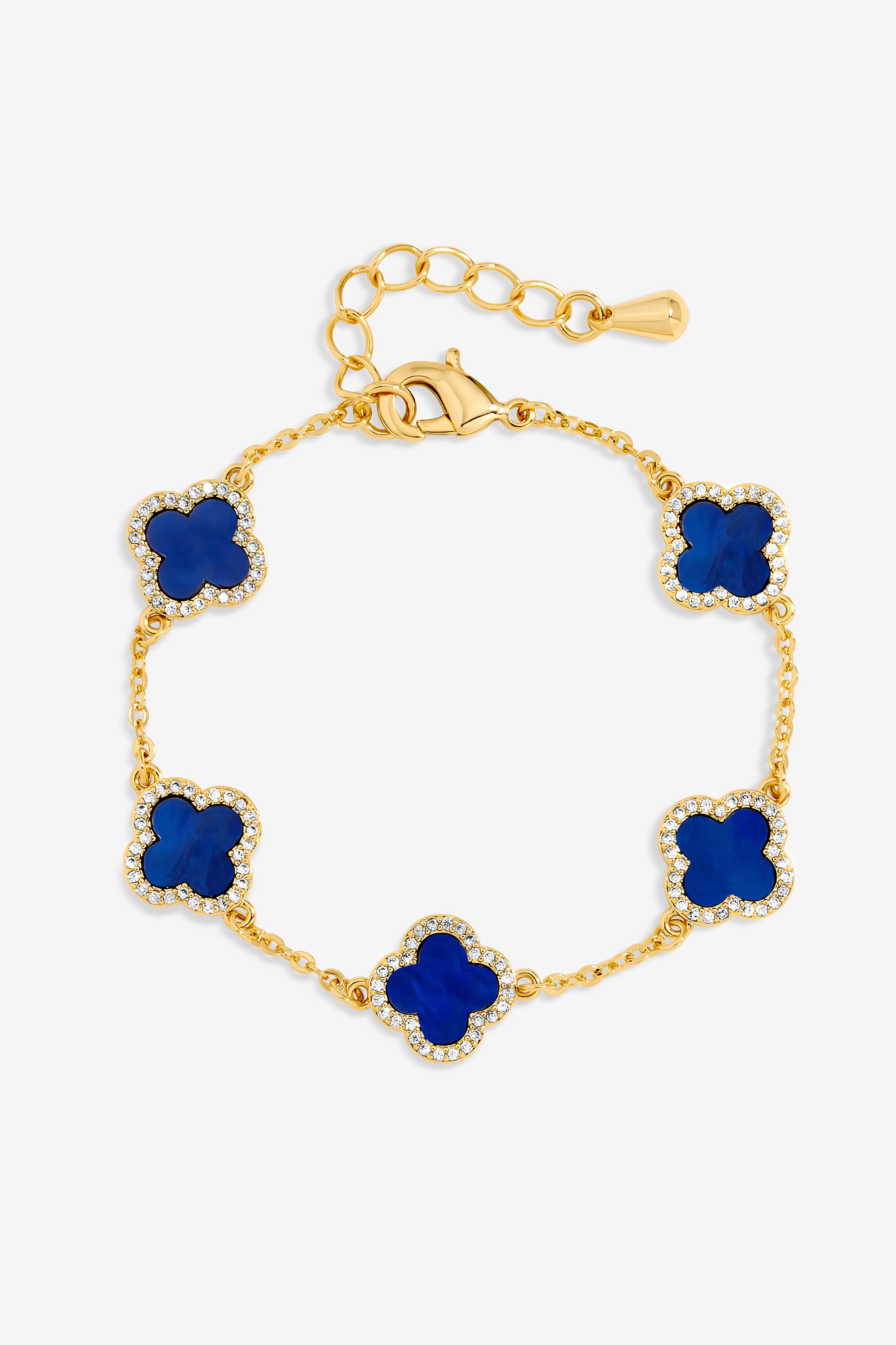 Jon Richard Gold Plated Lapis Clover Bracelet image 1