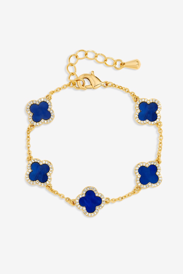 Jon Richard Gold Plated Lapis Clover Bracelet