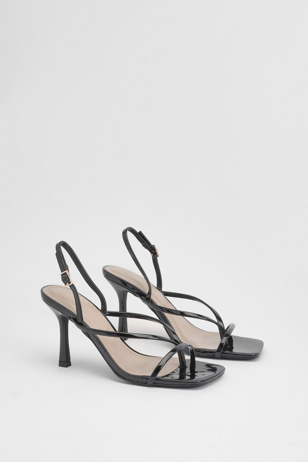 MissPap Toe Post Slingback High Stiletto Heel Sandals True Black