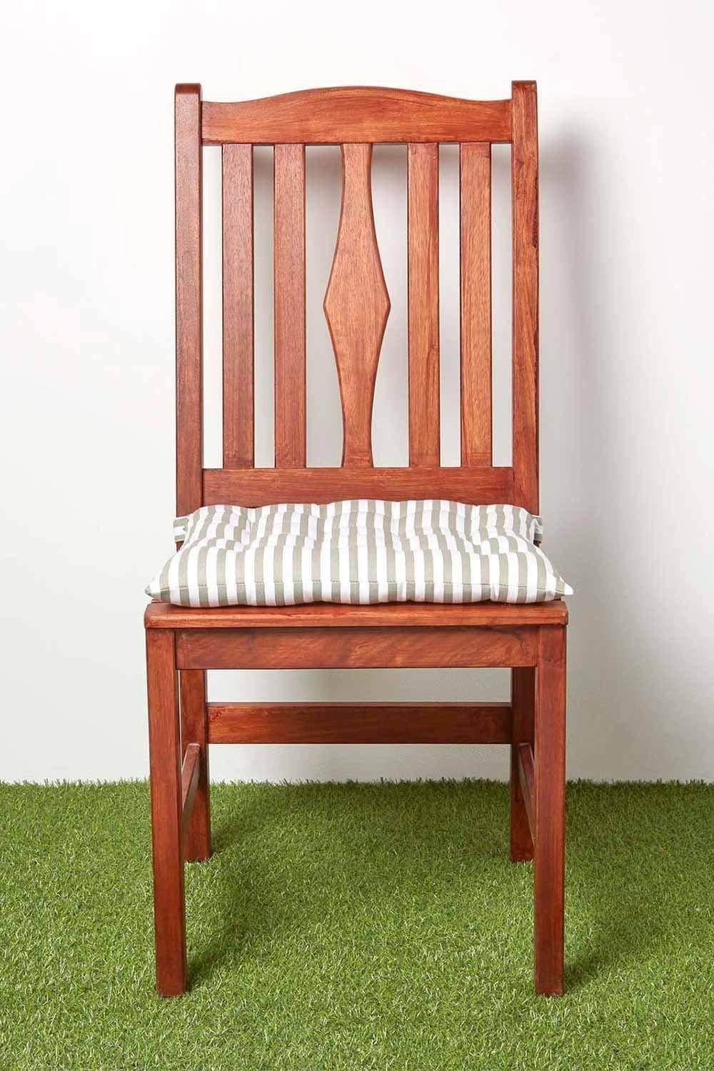 Homescapes Grey Stripe Seat Pad with Button Straps 100% Cotton image 6