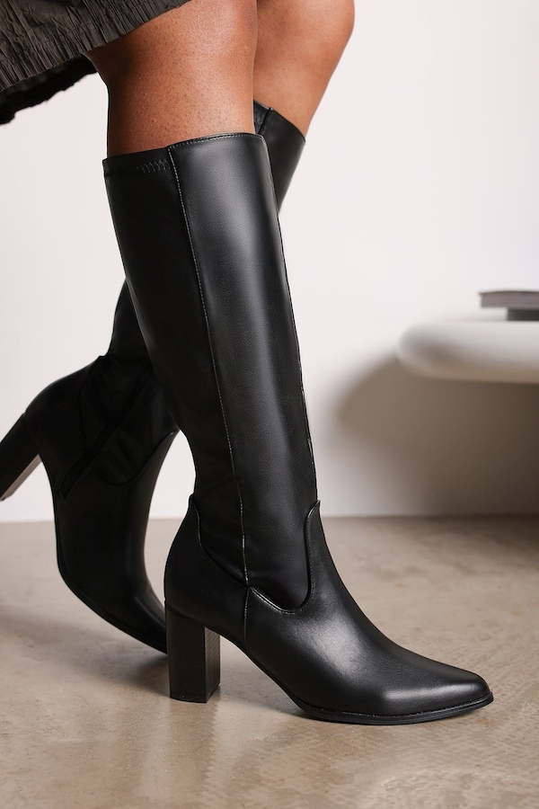 Where's That From 'Frankie' Faux Leather Knee High Boots with Block Heel