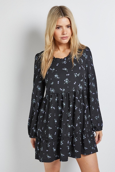 Dorothy Perkins Floral Tiered Scoop Neck Jersey Smock Mini Dress Floral