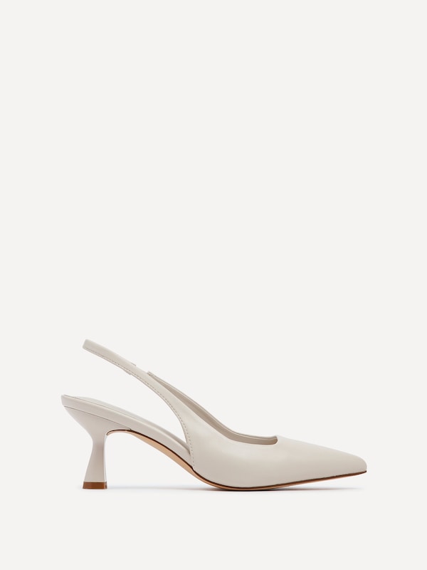 Linzi Presley Nude Faux Leather Sling Back Low Court Heel