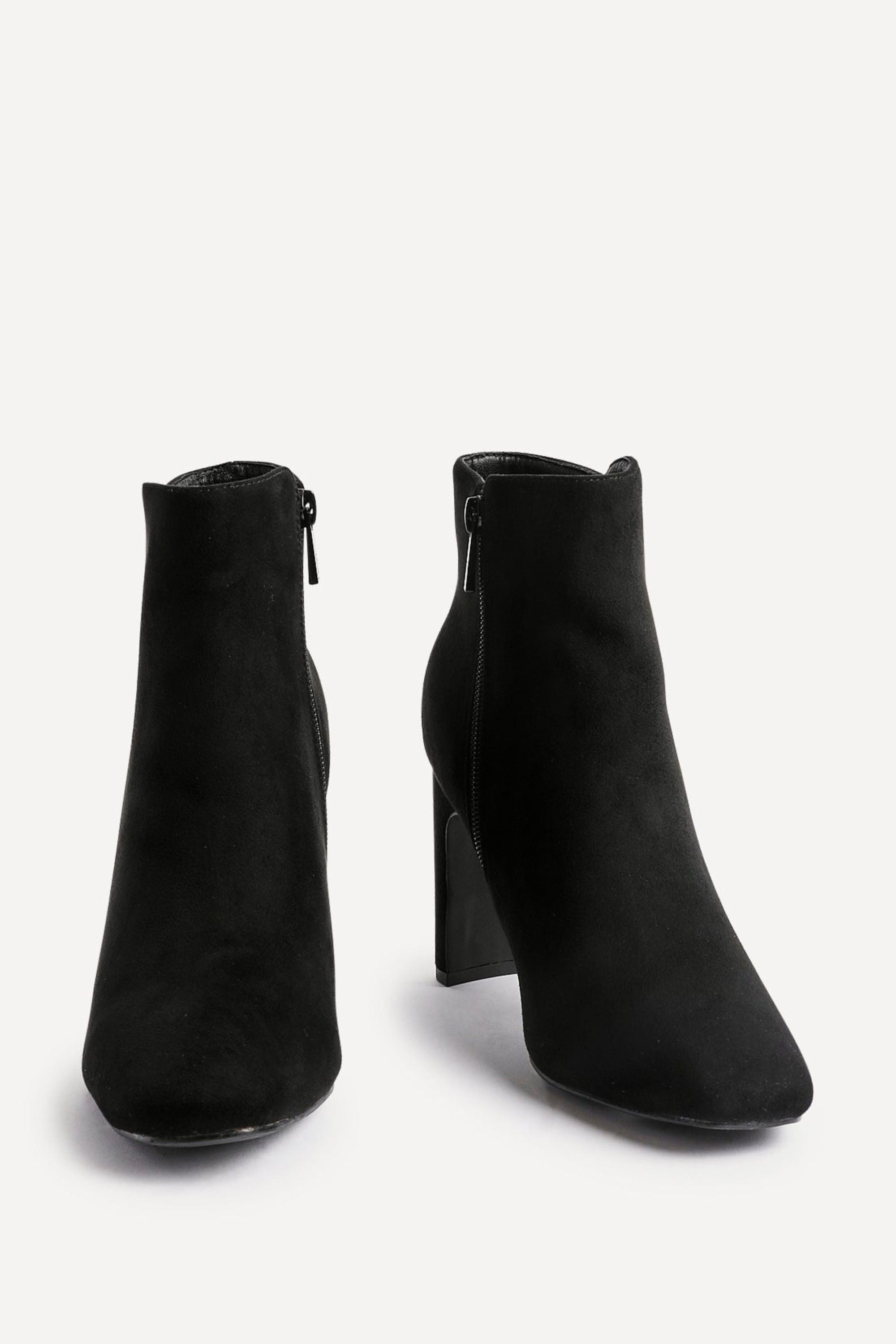 Linzi Glance Black Faux Suede Block Heel Ankle Boot image 3