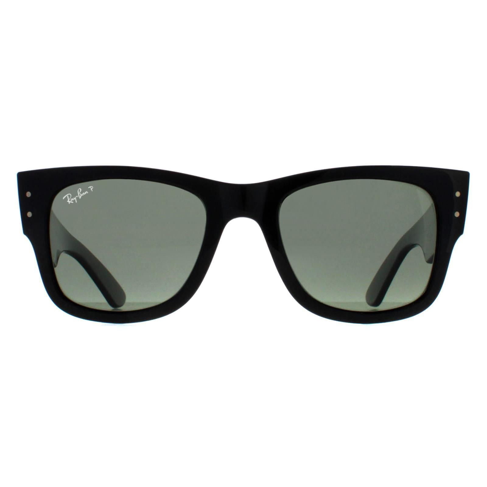 Ray-Ban Square Polished Black Green Polarized RB0840S Mega Wayfarer image 1