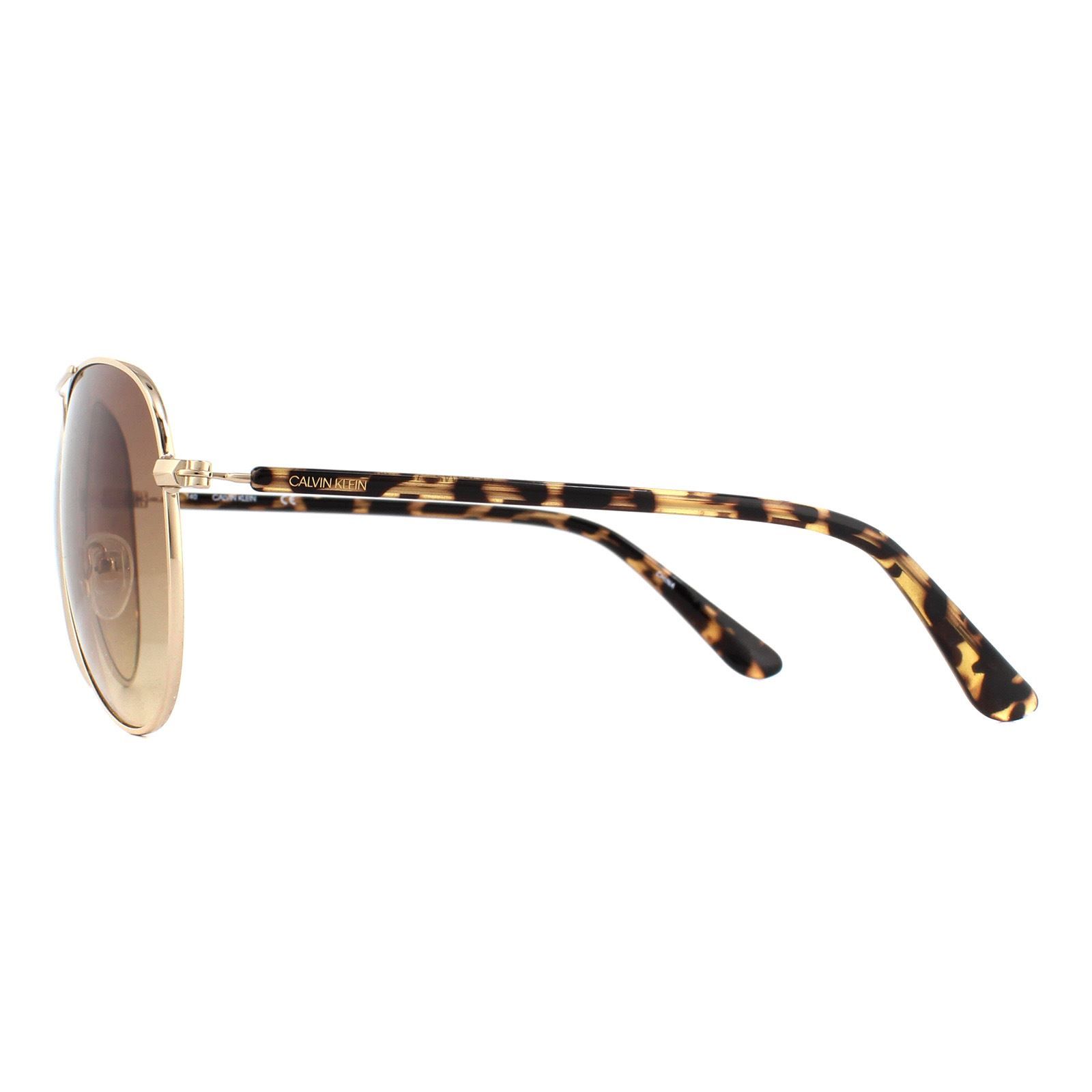 CALVIN KLEIN Aviator Gold Tortoise Brown Gradient Sunglasses image 3