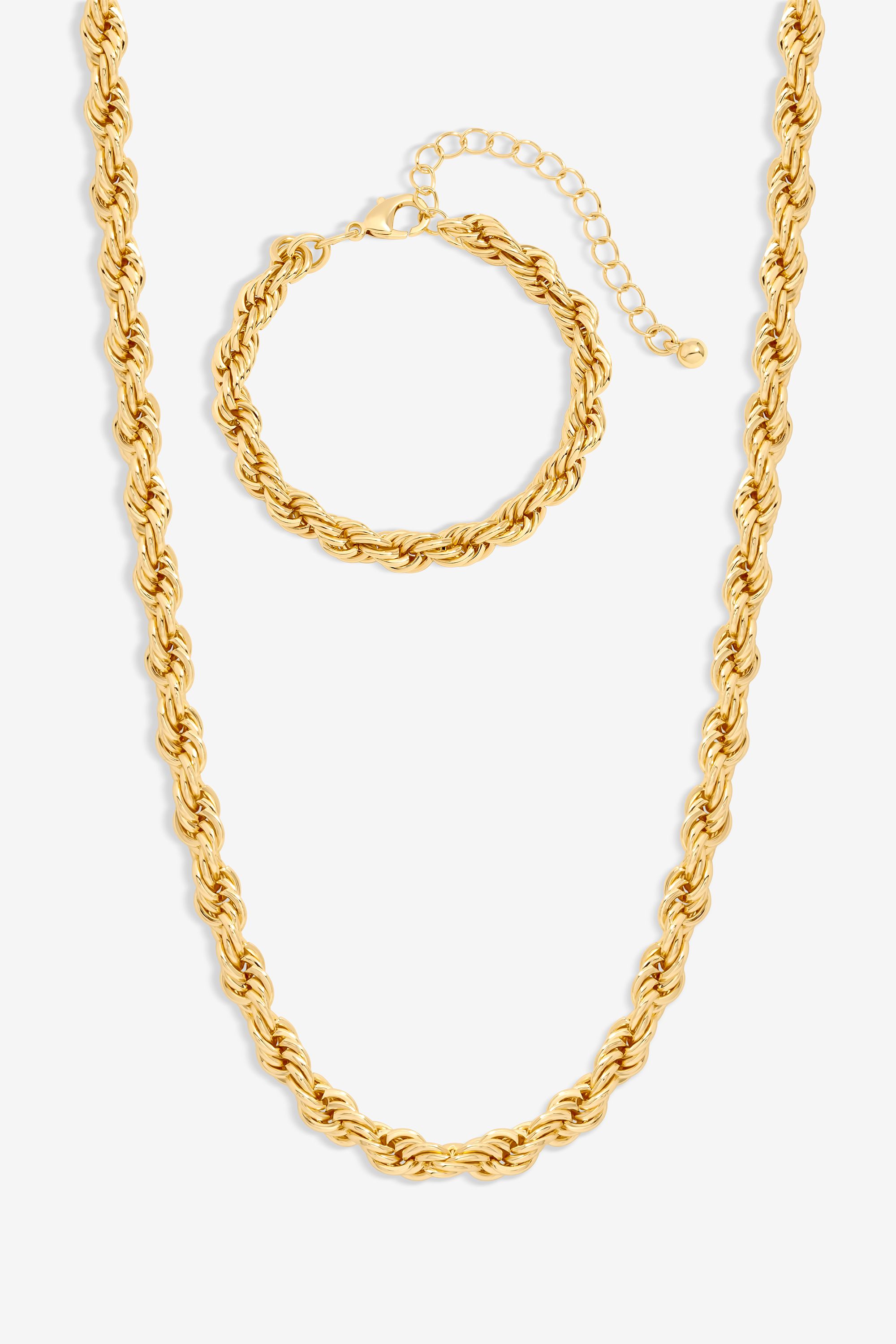 Mood Gold Twisted Rope Necklace & Bracelet Set image 1
