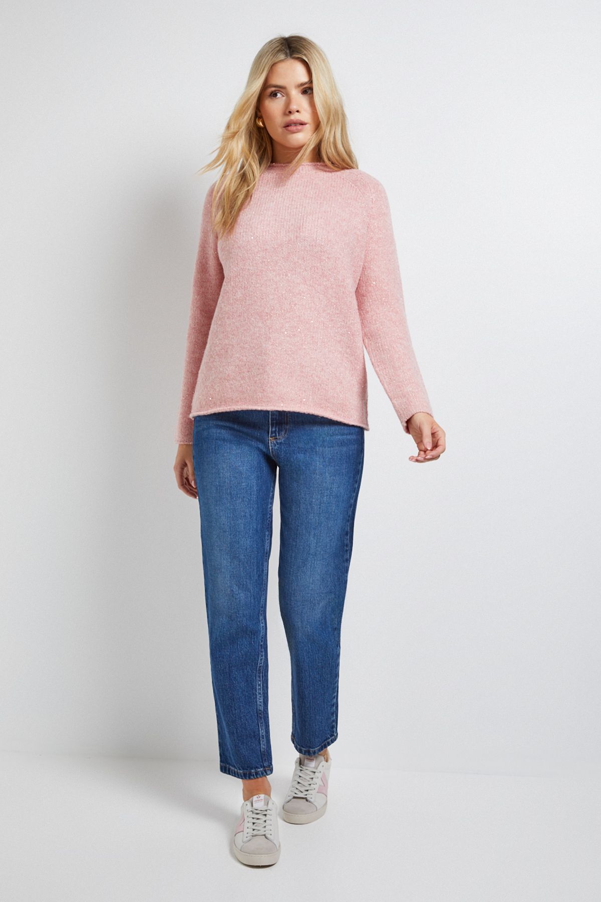 Dorothy Perkins Crew Roll Edge Neck Jumper Pink image 4