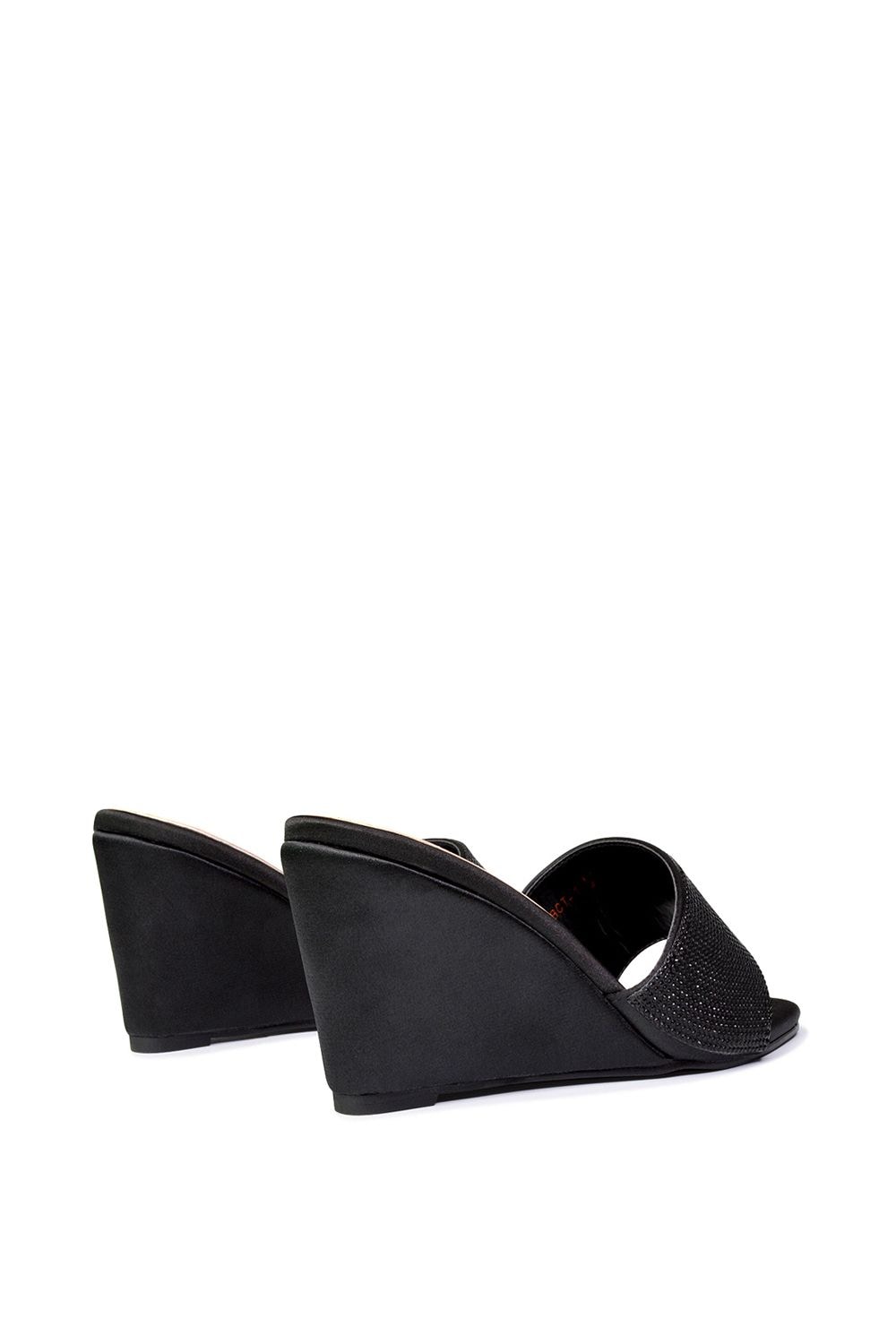 XY London 'Eliza' Slip On Mule Diamante Sandal Wedge Heels With Square Toe image 3