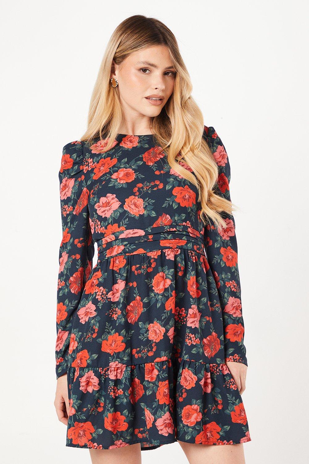 Dorothy Perkins Floral Ruffle Hem Mini Dress Floral image 1