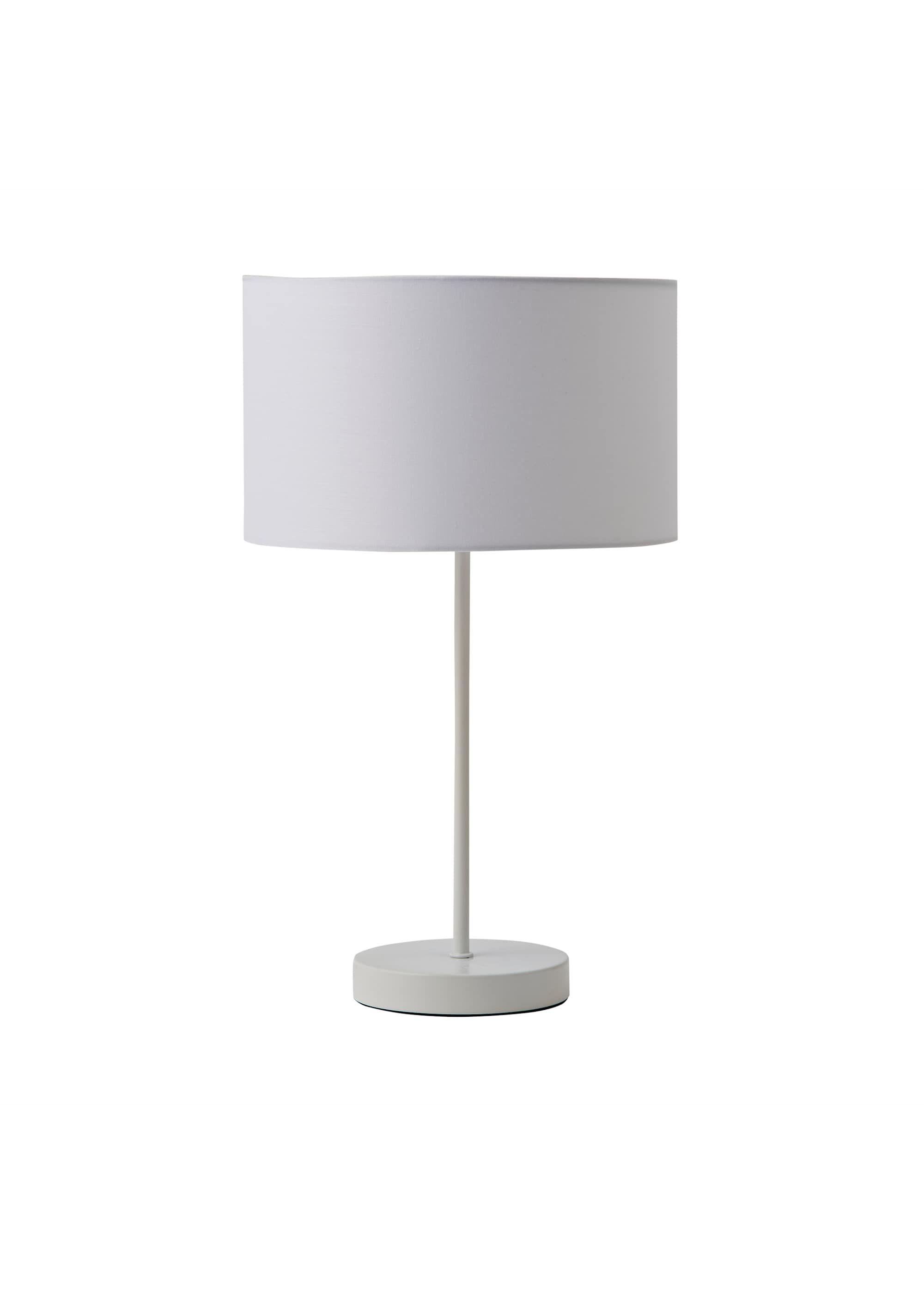 ValueLights Charlie White Metal Single Stem Table Lamp with Fabric Drum Lamp Shade image 7