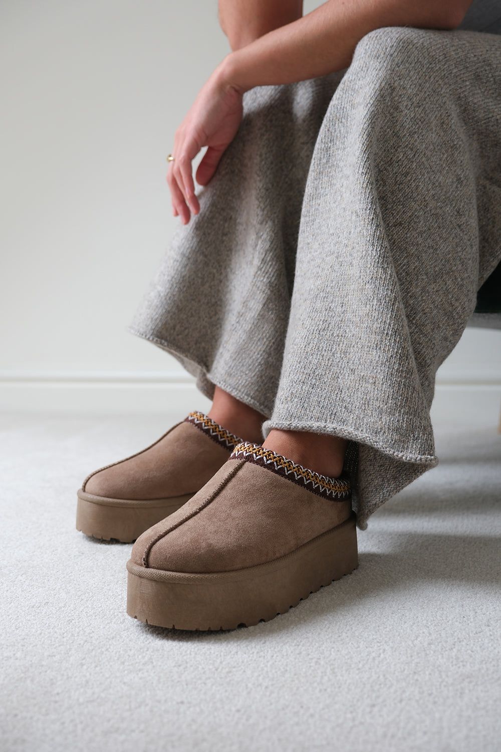 Where's That From 'Freeze' Flatform Embroidered Low Ankle Slipper Boots image 4