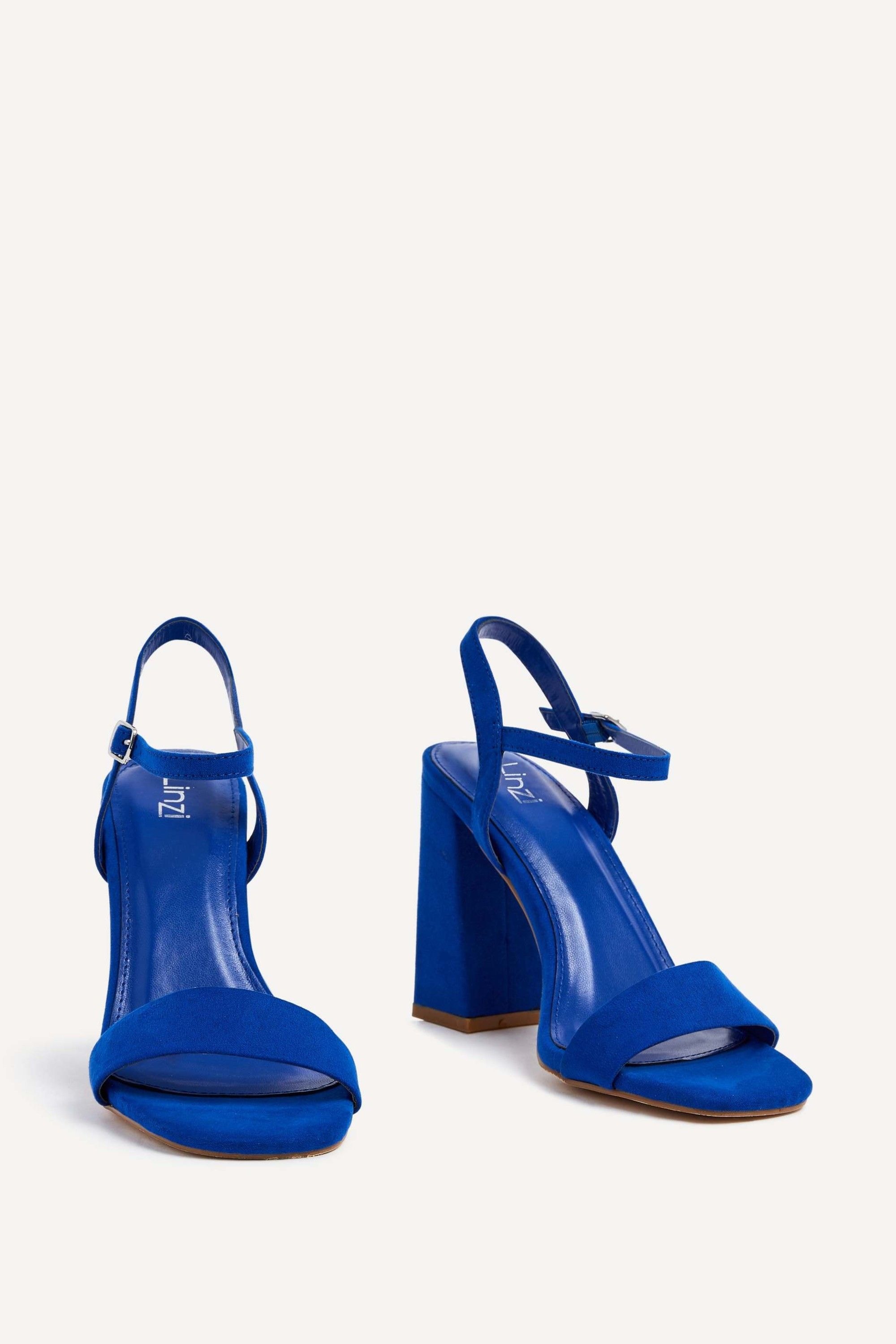 Linzi Beverley Cobalt Blue Faux Suede Block Heeled Sandal image 3
