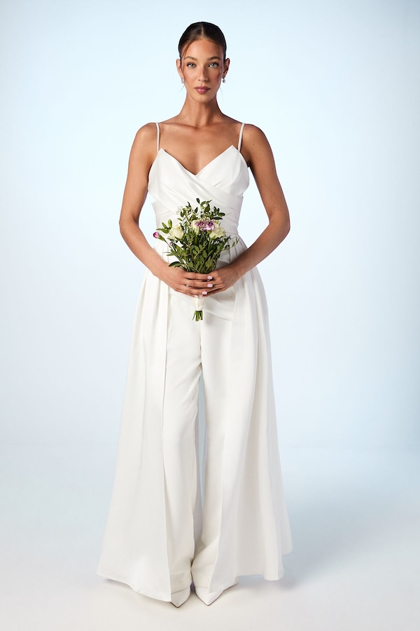Coast Satin Drape Detail Bridal Top Ivory
