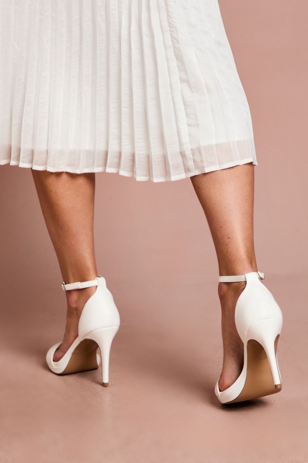 Coast Bridal Talia Faux Leather Platform High Heeled Sandals White image 4