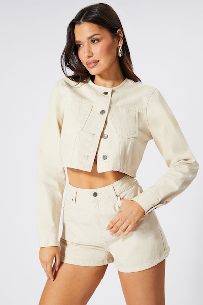 MissPap High Waist Denim Short Ecru