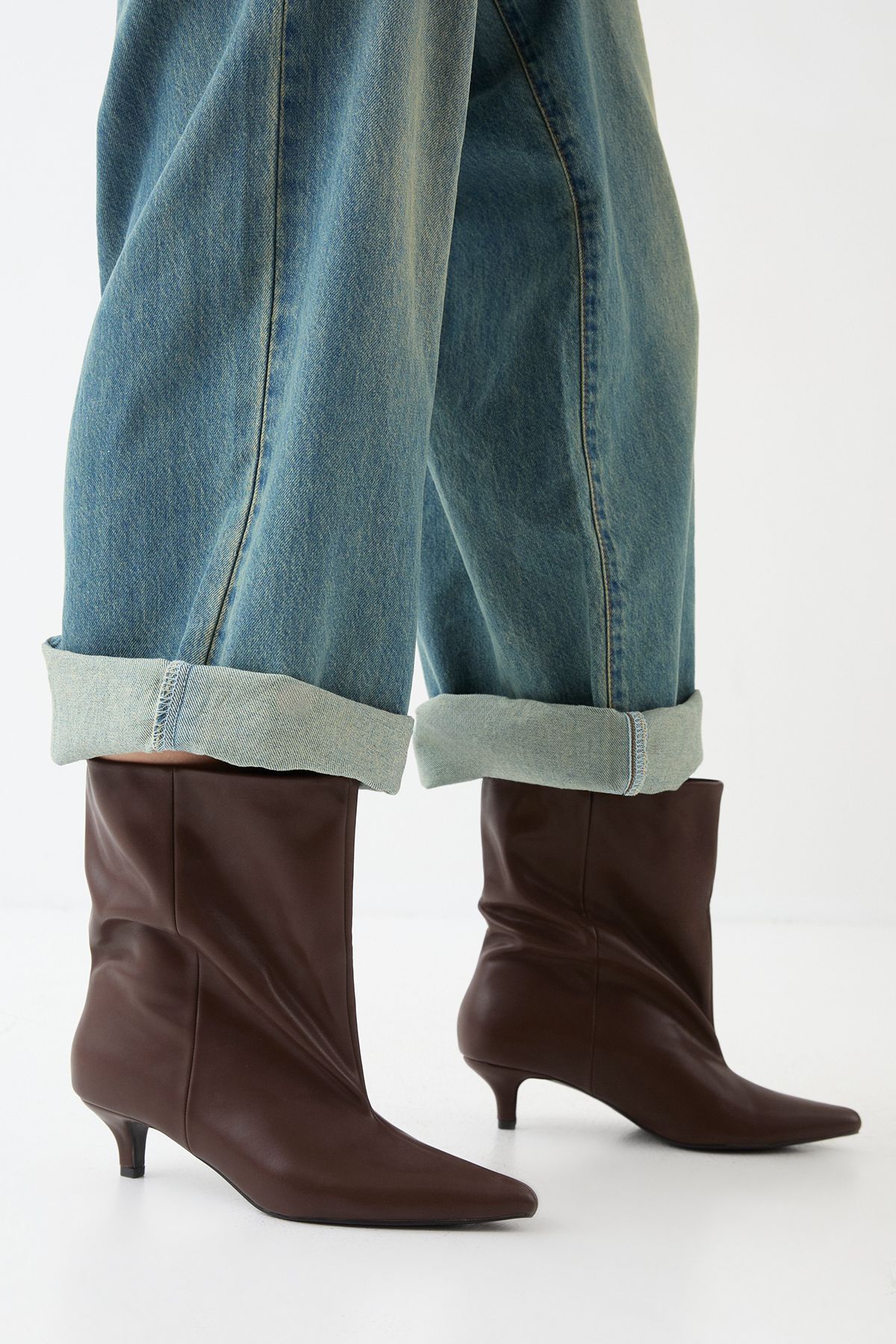 MissPap Low Stiletto Heel Ankle Boots Brown image 1