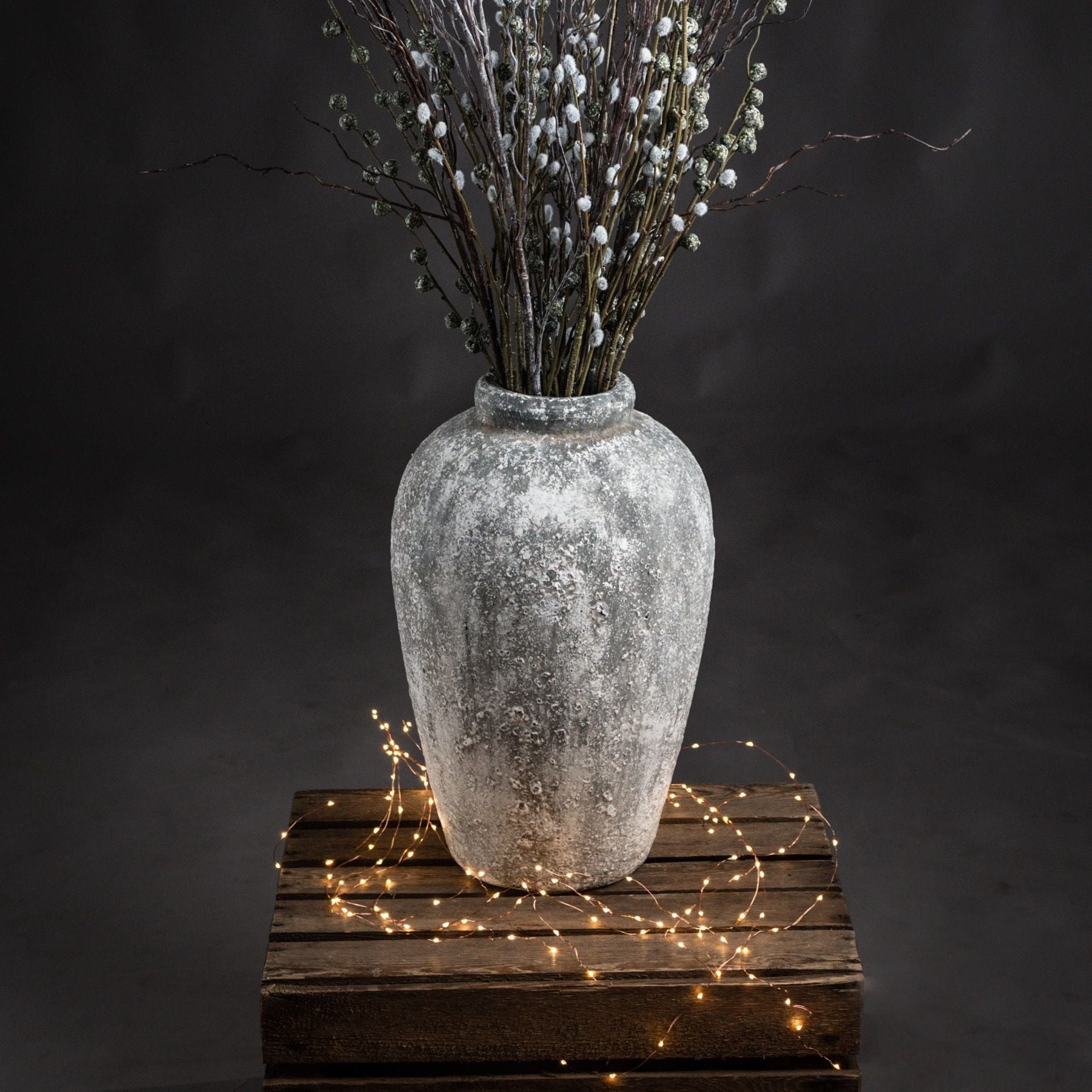 Love Lace Aged Stone Tall Ceramic Vase image 4