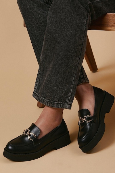 Oasis Bluebell Snaffle Detail Chunky Loafers Black