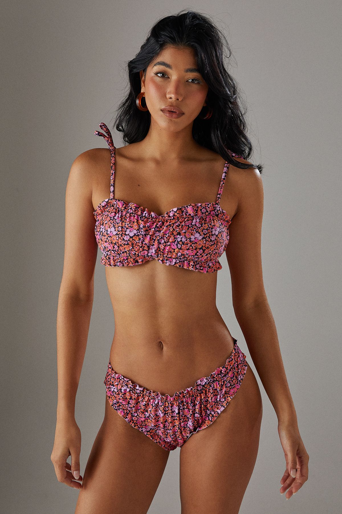 Warehouse Ruched Brief Bikini Bottom Floral image 2