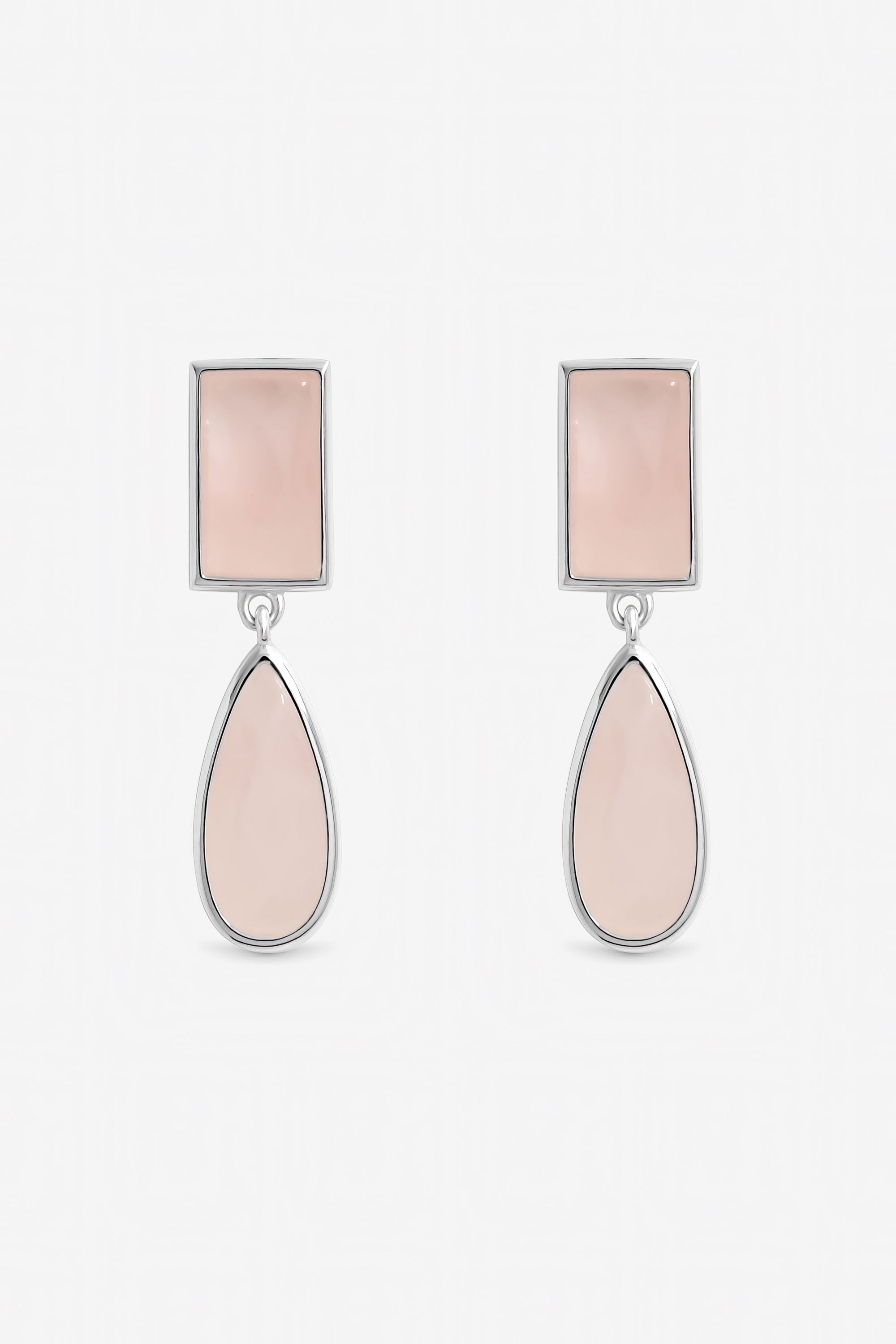 Inicio Sterling Silver Plated Rose Faceted Double Drop Earrings