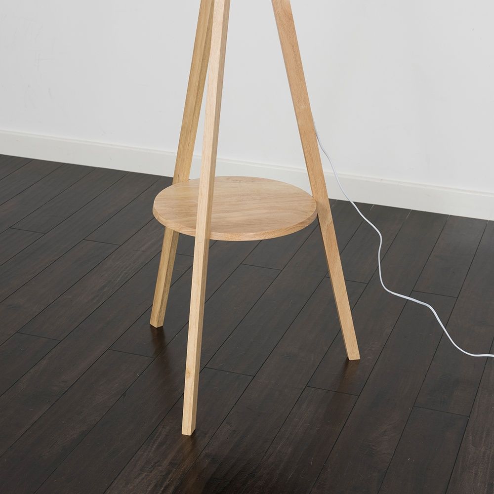 ValueLights Morrigan Natural Wood Tripod Floor Lamp with Fabric Drum Lamp Shade image 7