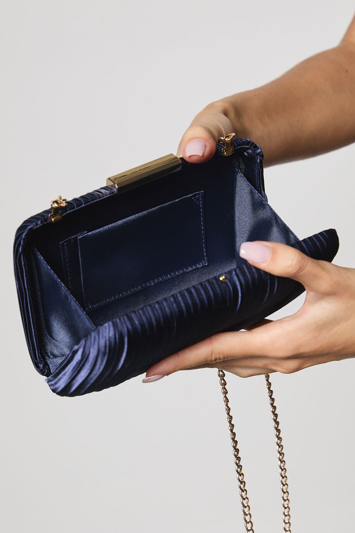 Coast Brooke Satin Clutch Bag Navy image 3