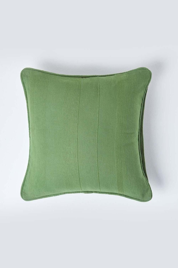 Homescapes Cotton Rajput Ribbed Cushion Cover
