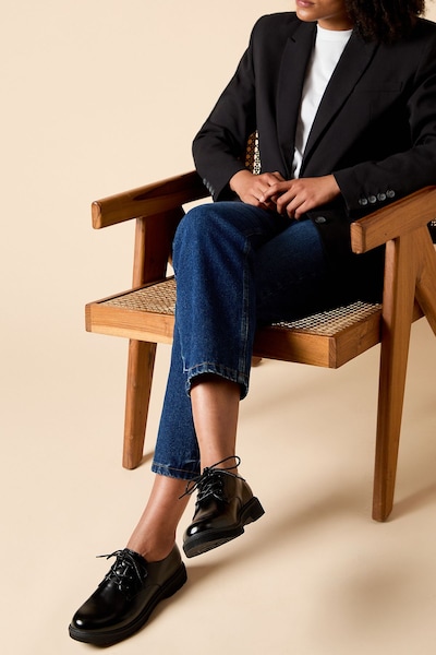 Dorothy Perkins Elysia Faux Leather Lace Up Chunky Casual Shoes Black