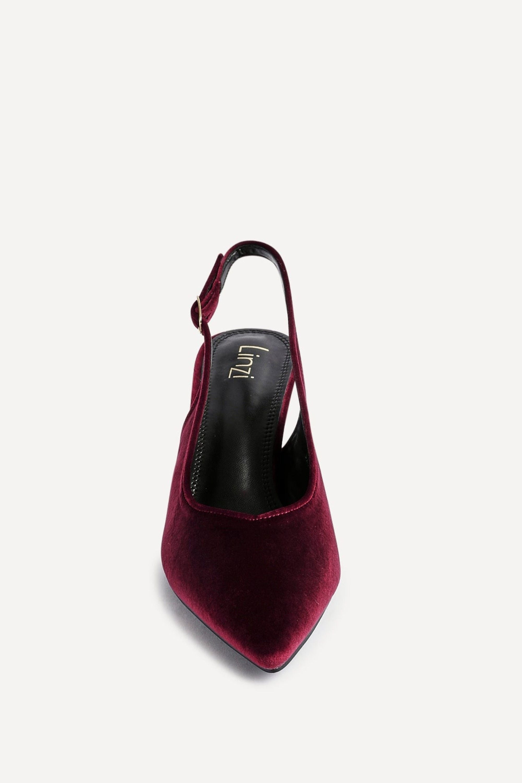 Linzi Finesse Burgundy Velvet Pointed Slingback Stiletto Court Heels image 4
