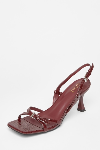 Quiz Burgundy Snake Print Strappy Heels